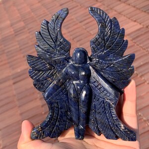 5.3&#39;&#39;+ Natural sodalite angel,Hand carved Angel,Crystal angel skull,Quartz Crystal angel,Home Decoration Gifts,random 1pc