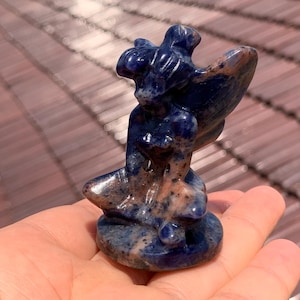 2.5&#39;&#39;+Naturtal  sodalite ,quartz crystal,hand carved,Crystal Angel,Angel skull,Home Decoration Crystal Gifts 1PC