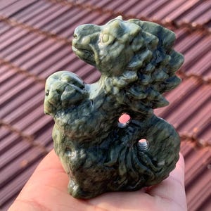 3&#39;&#39;+ Natural Green Jade quartz,quartz crystal,hand carved,Crystal Dragon specimen,Dragon skull,Home Decoration Crystal Gifts 1pc