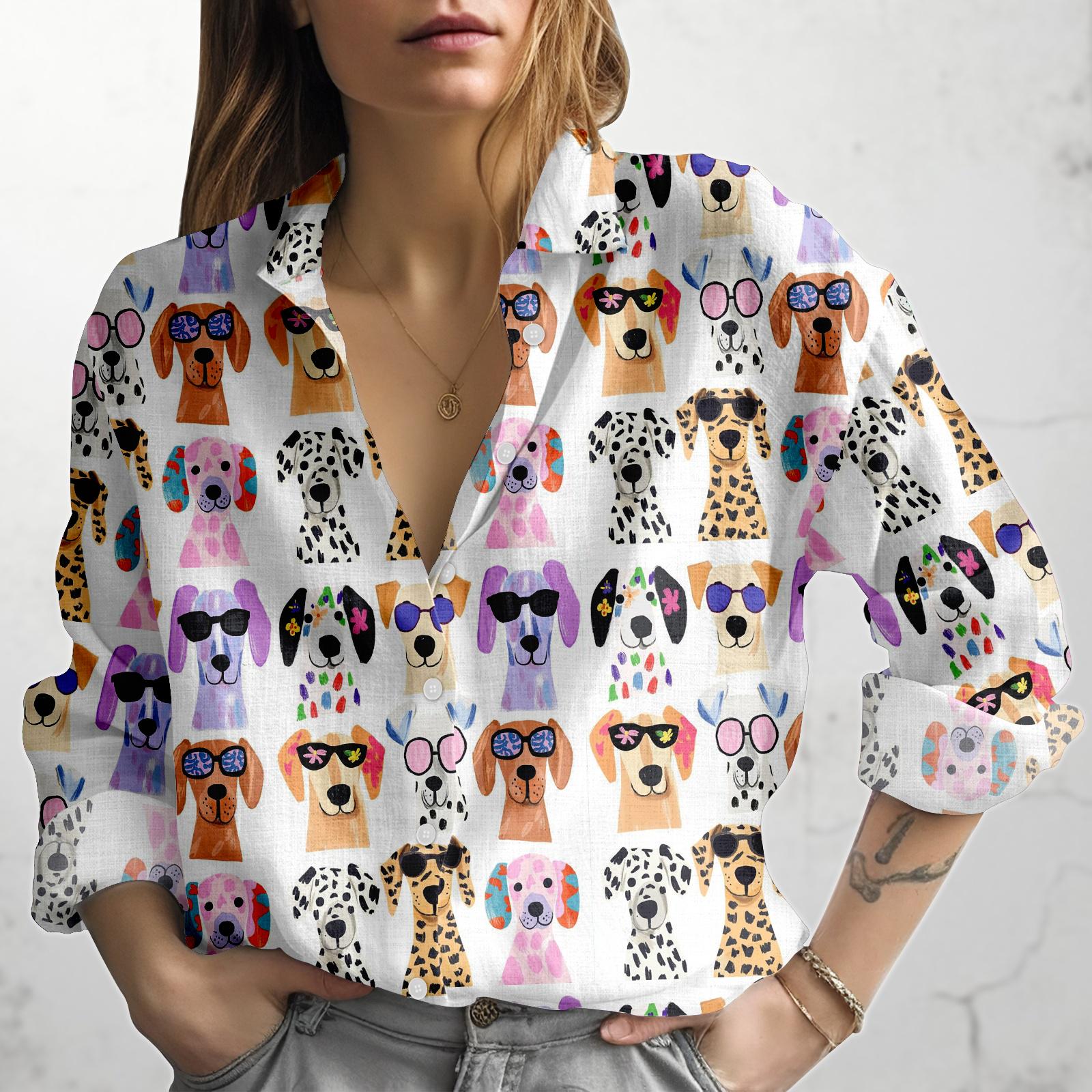 Dog Print Blouse - Etsy UK