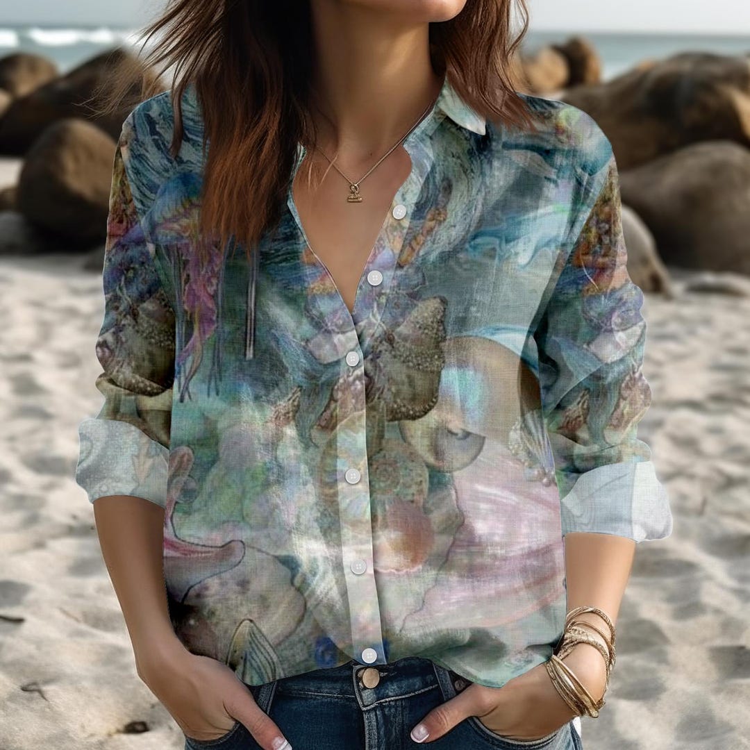 Ocean Jasper Long Sleeve Woven Blouse