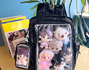 Anime Cosplay Ita Backpack: Clear Window Pin Display Bag - Large School Laptop Anime Backpack for Cosplay