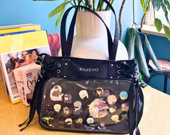 Large Ita Bag: Clear Window Pin Display, Crossbody Style