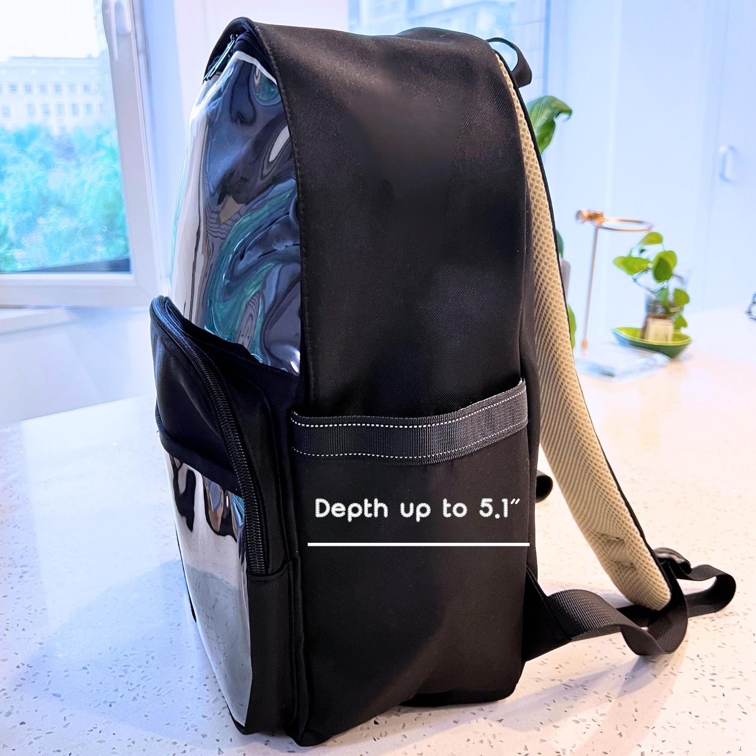 Black Large Ita Bag Backpack with Pin Display for School Anime Cosplay Large Ita Backpack, Black Anime Backpack, Clear Pin Display  main image 2