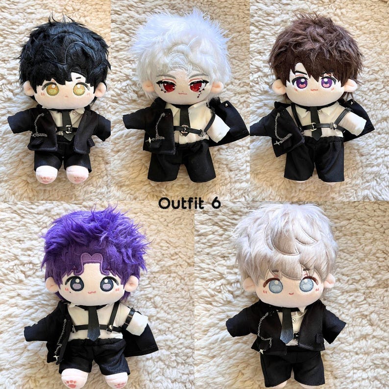 Muñecos de peluche de Love and Deepspace: Caleb, Sylus, Xavier, Zayne, Rafayel (7,8'') Outfit 6 (6pcs set)