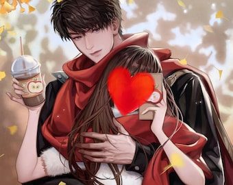 Custom Love and Deepspace Commission | Cute Cartoon Style Fanart | MC x LI Couple Portrait
