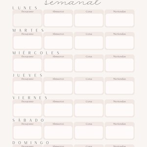 Plan de Comidas Semanal Imprimible
