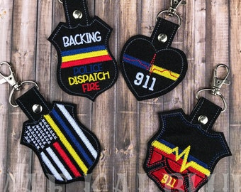 Local Heros | 911 - Dispatch - Dispatchers First Responders - KeyChain -  KeyFob - BagTag