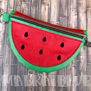 Watermelon Wedge Zipper Bag Canvas Vinyl - makeup - coin - notions
