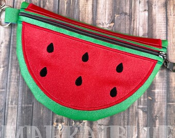 Watermelon Wedge Zipper Bag Canvas Vinyl - makeup - coin - notions