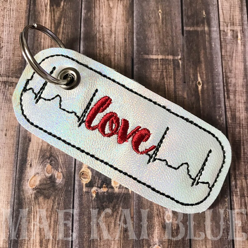 Love EKG Heartbeat KeyChain BagTag image 1