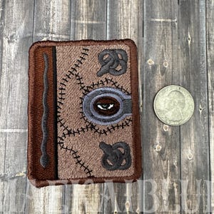 Grimoire Spell Book - Applique for Hat Vest Jacket Clothing Backpack, Merit Badge, Funny, sew-on or peel + stick adhesive.