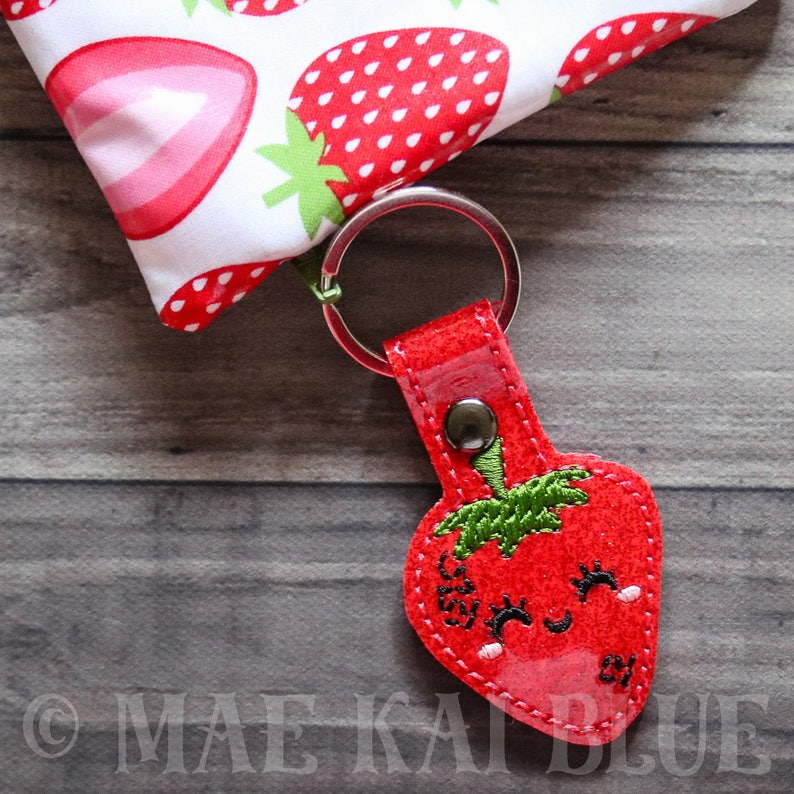 Strawberry Keychain Keyfob Bagtag Etsy