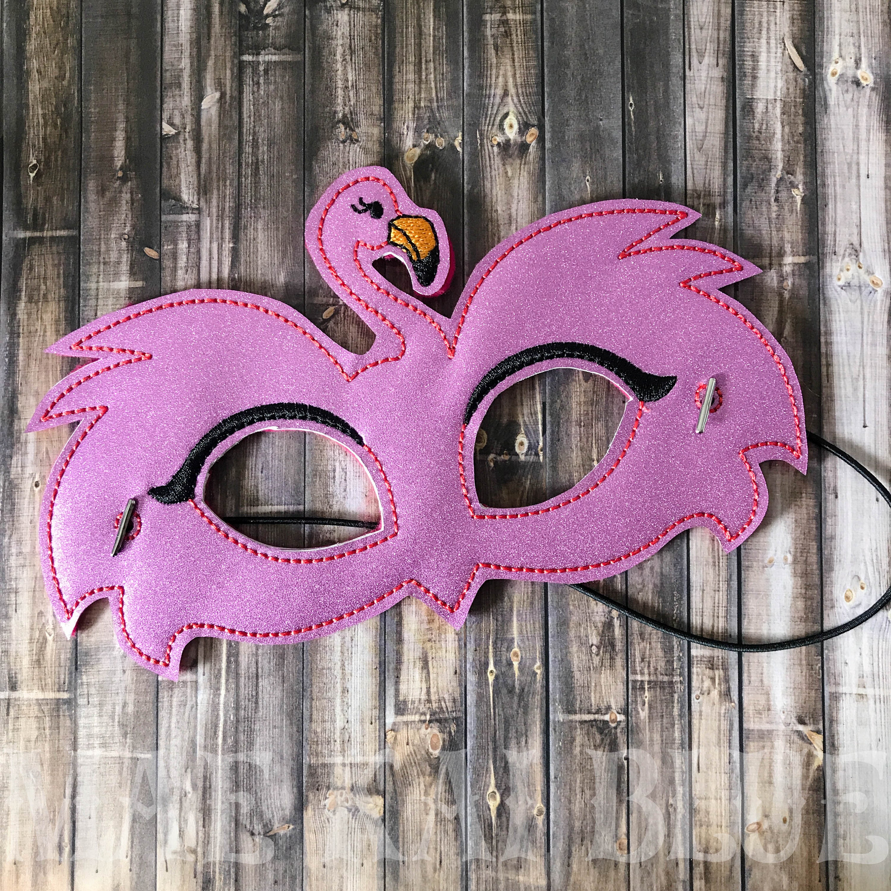 Flamingo Mask | Halloween | Mask Appliquéd Embroidered Vinyl