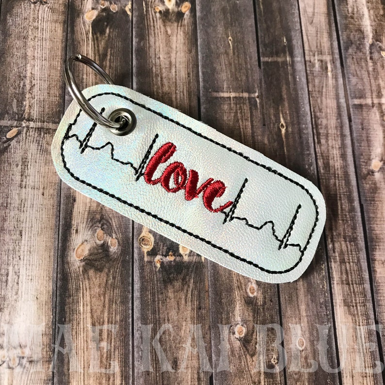 Love EKG Heartbeat KeyChain BagTag image 2