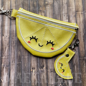 Lemon Wedge Zipper Bag Canvas Vinyl - makeup - coin - notions