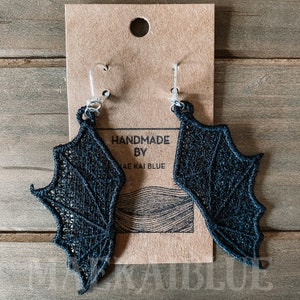 FSL Bat Wing Earrings - pierced - clip ons - vinyl fabric and coated brass hardware