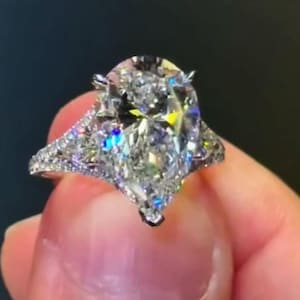 IGI Certified Pear Cut Diamond Ring for Women, Anniversary Gifts Ring Three stone Promise Ring,  1 to 3 ct Lab Grown Diamond Engagement Ring