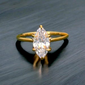 Marquise cut lab grown diamond Ring, 14k solid Gold with radiant Marquise diamond ring, IGI certified lab created diamond proposal Ring gift