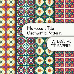 Marokkaans geometrisch levendige kleuren tegel naadloos patroon, retro patroon, digitaal papier voor verpakking, plakboek, kaart