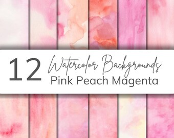 Pink Peach Watercolor Background Textures: DIY Card & Wall Art (10x14" JPEG Digital Download)