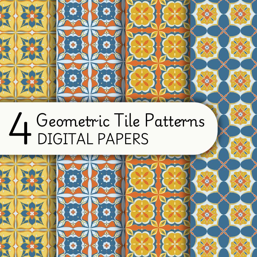 Moroccan Geometric Tile Seamless Pattern, Digital Paper for Wrapping ...