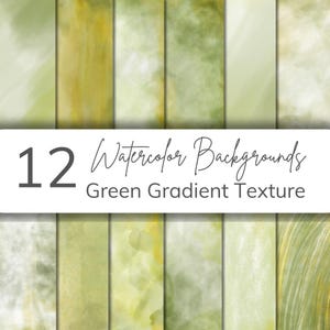 12 gradiënt groene aquarel textuur achtergrond | Perfect voor kaart, dagboek, kunst aan de muur, uitnodiging, doe-het-zelfproject | 10 x 14" jpeg-bestand in hoge resolutie downloaden