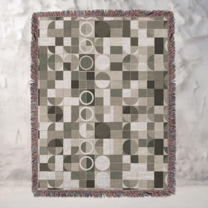 Mid Century Modern Woven Blanket, Bauhaus-style Throw, Abstract Wall Decor, Contemporary Textile Art, Woven Tapestry Wall Hanging