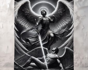 Archangel Michael Fleece Blanket, Fallen Angel Lucifer, Biblical Angel Gothic Decor, Christian Inspired Art, Arctic Fleece Blanket