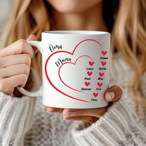 Ceramic Mug Mom Grandma Heart Grandchildren Children Gift Personalized 11OZ Mother&#39;s Day Birthday