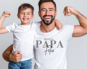 Bestseller Bonus Dad T-Shirt Gift Personalized Stepfather Father's Day Stepdad For Him Birthday Statement Shirt Children's Names