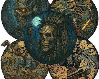 Skull T-shirt designs bundle 5 PNG