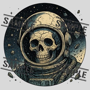 Astronaut Skull PNG – Cracked Space Helmet Design | Sci-Fi Gothic Digital Art for T-Shirts, Sublimation & POD