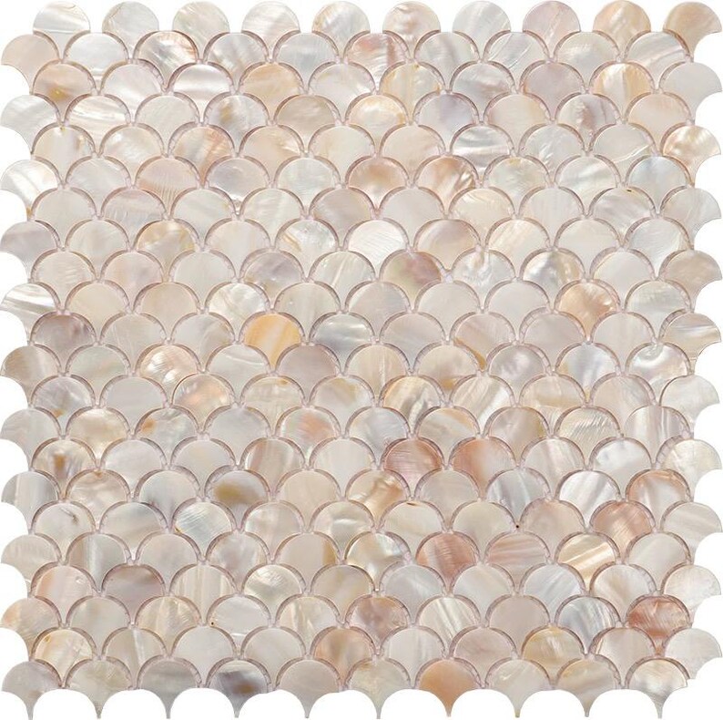 Natural White Pink Fish Scale Shell Mosaic Mother of Pearl Backsplash ...