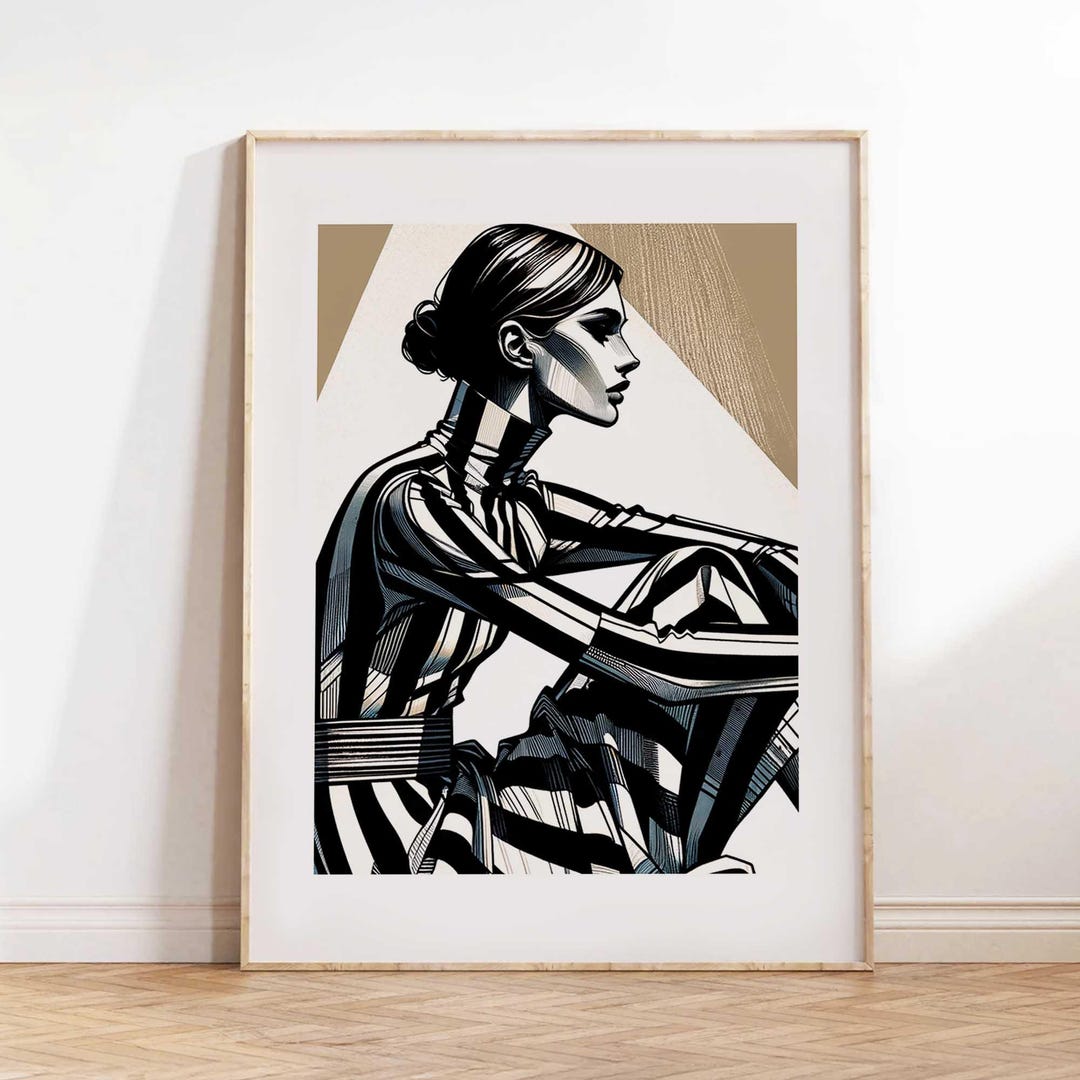 Modern Minimalist Woman Art - Black and White Abstract Portrait ...