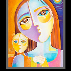 Kubistische Malerei Kubismus Kunst Figurative Mutter Kind Etsy