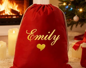 Personalized Large Santa Sack, Christmas Family Santa Bag, Stocking Sack With Name, Christmas Gift Bag , Holiday Gift Bag, Santa For Kids.