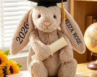 Embroidery Graduation Bunny,Custom Class Of 2026 Plush Toy,Personalized Grad Bunny With Name,High School/College/Senior Gift,Graduation Gift