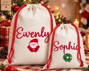 Embroidery Large Christmas Gift Bag, Personalized Santa Sack With Name, Xmas Stocking Sack, Holiday Decor，2026 Christmas Family Gift.