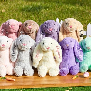 Personalisierte Hase Plüschtier, Benutzerdefinierte Kinder Geburtstagsgeschenke, weiches Häschen Spielzeug, Blumenmädchen Geschenk, Kinder Geschenk für Jungen und Mädchen, Blumenmädchen Geschenk