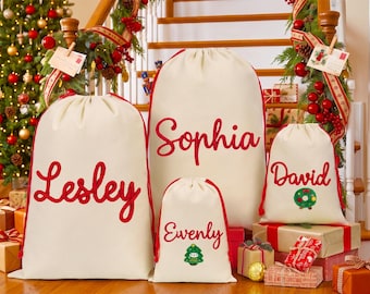 Personalized Santa Sack With Name,Custom Kids Christmas Present Bag,Christmas Toy Sack, Christmas Eve Box, Baby 1st Xmas Gift, Xmas Gift Bag