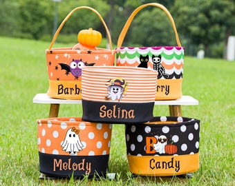 Trick or Treat Basket,Custom Halloween Basket For Kids,Personalized Kids Halloween Bucket,Trick Or Treat Candy Bag, Halloween Gifts For Kids