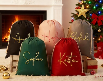 Personalized Large Santa Sack,Custom Name Christmas Gift Bag,Holiday Gift Bag,Santa Gift Bag,Family Xmas Sack,Xmas Stocking Sack,Xmas Gift.