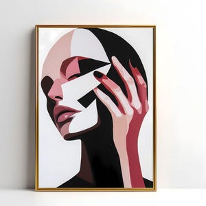 Modern Abstract Portrait Wall Print, Printable Wall Art, Wall Art, Minimalist Aesthetic Decor, Digital Download Art Print for Home & Office