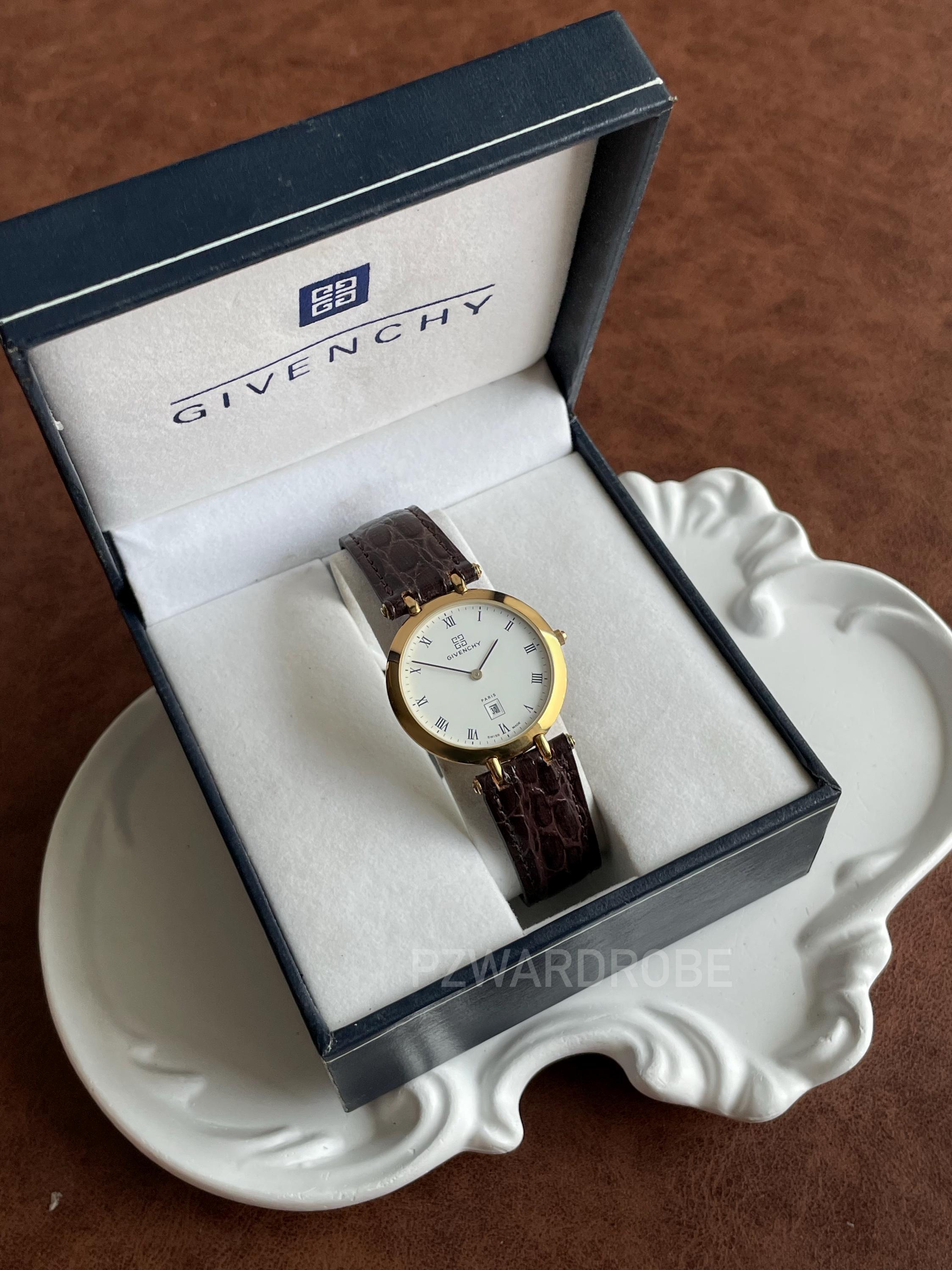Vintage Givenchy ladies rectangle silver tone leather dress watch NEW BATTERY Givenchy Wristwatches for sale - eBay main image 2