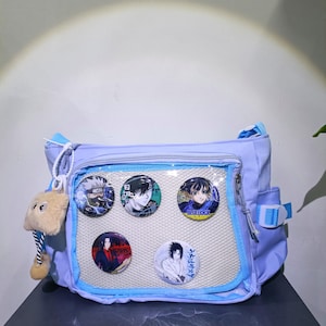Blue Ita Bag: Handmade Anime Pin Display Crossbody