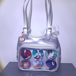 Cute Ita Bag with Apple Charm, Shoulder Ita Bags, Anime Ita Bag, Pin Purse, Transparent Window Bag, Pin Display Bag, Kawaii Cosplay Gift