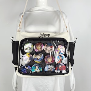 Cutom Large Ita Bag, Handmade Crossbody Bag, Black Ita Bag Crossbody with Insert, Anime Ita Crossbody Bag, Pin Display Bag,Personalized Gift