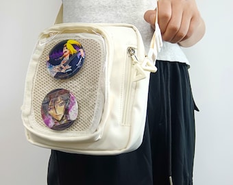 Borsa Ita fatta a mano, borsa a tracolla con inserto per spille
