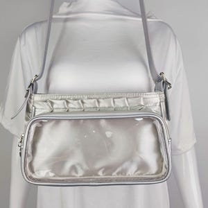 Silver Ita Bag, Handmade Custom Crossbody Shoulder Bag, Clear Display Window Bag, Anime Ita Crossbody Bag, Pin Display Bag, Gift for her